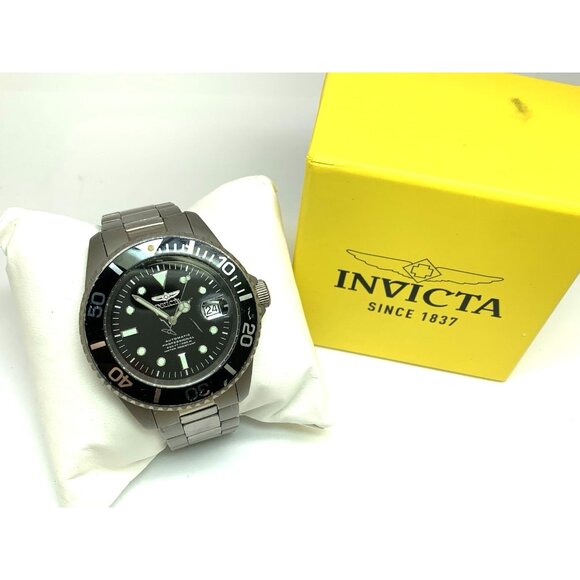 Invicta Men's Watch 0420 Pro Diver Automatic Titanium Black Dial Date 45mm USED - Picture 3 of 15